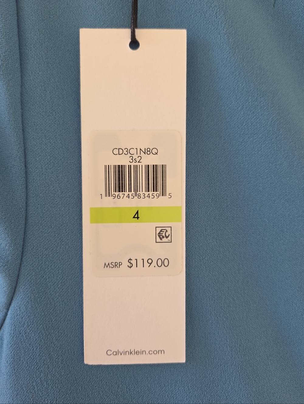 NWT Calvin Klein Women's Bow Neck 3/4th Sleeve Sheath Dress Size 4 - Picture 5 of 7